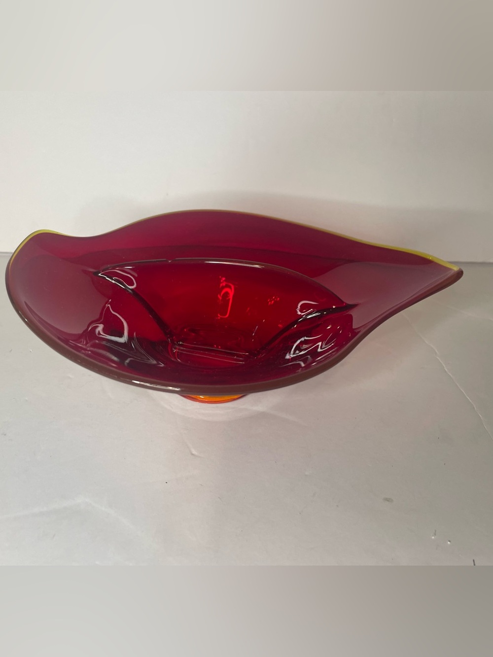 Viking Glass Epic 8" Divided Relish Dish Pattern #1160 In Ruby Red MCM